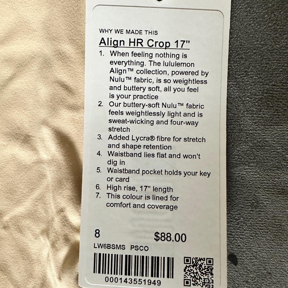 Lululemon align HR crop 17"